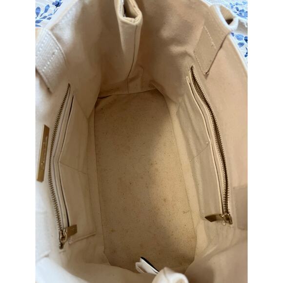 Oscar de la Renta | Floral Lace Cream Canvas Bag Neiman Marcus - Picture 6 of 9